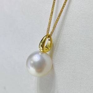 WENCHI 10181 31350 DIY <b>Pearl</b> Accessories S925 <b>Silver</b> Pendant with Smooth Jade <b>Necklace</b> 9-13mm Round Beads Empty Stand Elegant - Product Image 1