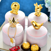 Novel Boho vente chaude boîtes à bijoux en céramique brillante écologique avec fleur à la main porcelaine bibelot boîte artisanat et cadeau décor moderne