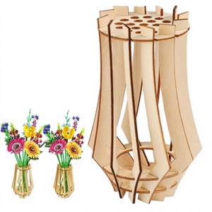 Vase puzzle en bois écologique fait main personnalisé avec gravure pour la décoration de la maison, du bureau, la présentation de fleurs de Noël - Product Image 4