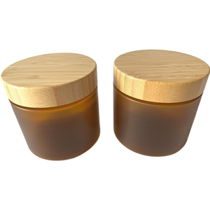 Pot en plastique ambré dépoli de qualité alimentaire pour miel, 150 ml, 250 ml, avec couvercle en bambou, idéal pour beurre corporel et crème cosmétique - Product Image 1