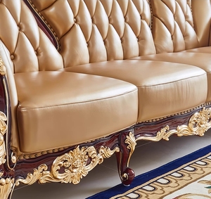 OE-FASHION divano personalizzato in stile europeo opulento: intagliato a mano, dorato in foglia d'oro e tessuto rivestito per <span class=keywords><strong>mobili</strong></span> per la casa - Product Image 5