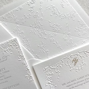 Invitación de Boda y Tarjeta de Agradecimiento Personalizadas de Alta Gama con Material Texturizado, Efecto Relieve y Etiquetas de Embalaje Premium - Product Image 3