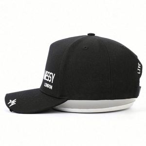 Best Selling Products 5 Panel Adult Men Structured 100 % Cotton Black Distressed 3D Embroidered Baseball <b>Hat</b> - Product Image 3