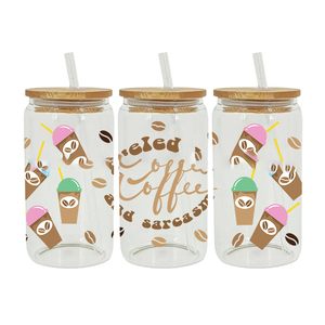 Gobelet en verre transparent et givré pour boissons personnalisées (soda, <span class=keywords><strong>café</strong></span> glacé, bière) avec couvercles en bambou et paille - Product Image 4