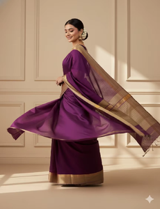 Sari de Seda Kanchipuram de la India |   Sari Multicolor Premium para Mujer, Ropa Tradicional - Product Image 5