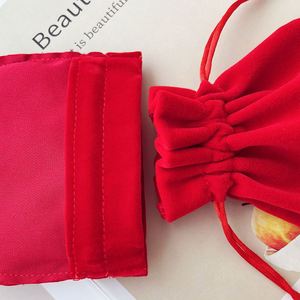 Wholesale <b>Red</b> Velvet Drawstring Jewelry <b>Bag</b>, Custom Logo Printed Gourd Shape Jewelry Pouch for Retail & Holiday <b>Gift</b> Packaging - Product Image 5