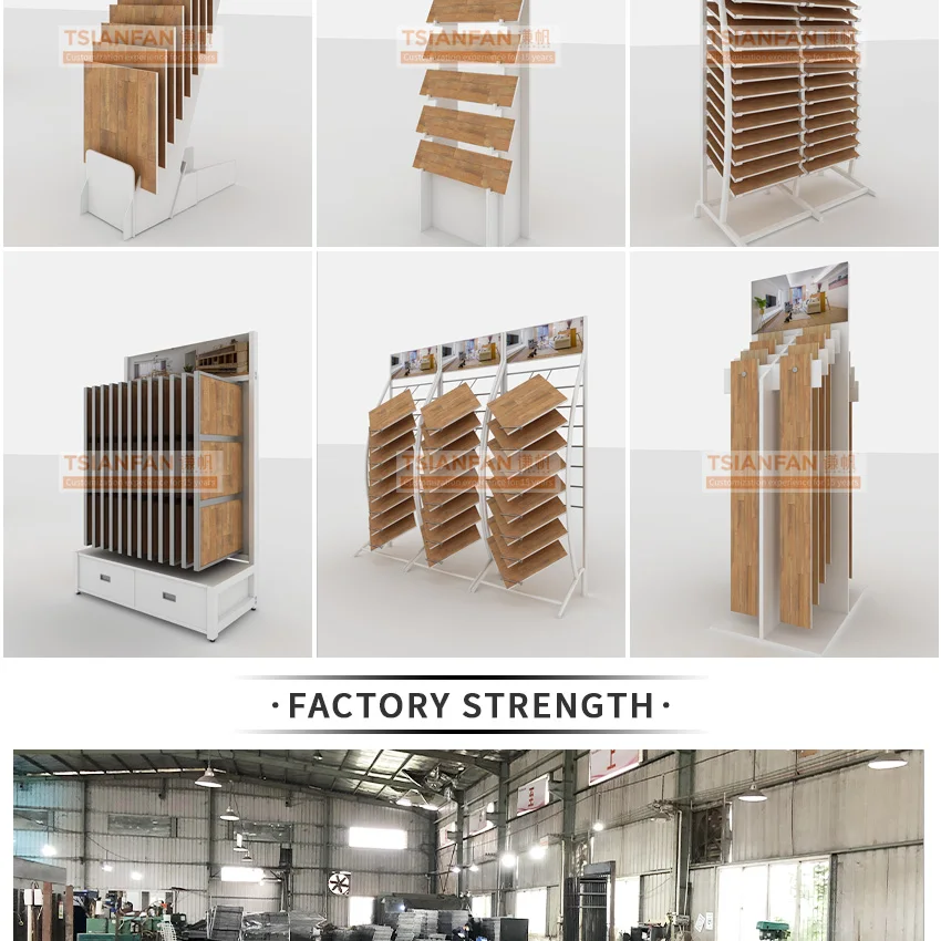Factory direct  marble rotatable detachable carpet metal standing porcelain stone wooden floor quartz display rack