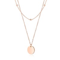 Collier à double disque superposable, style minimaliste polyvalent pour usage quotidien, bijoux pour femme de style Ins