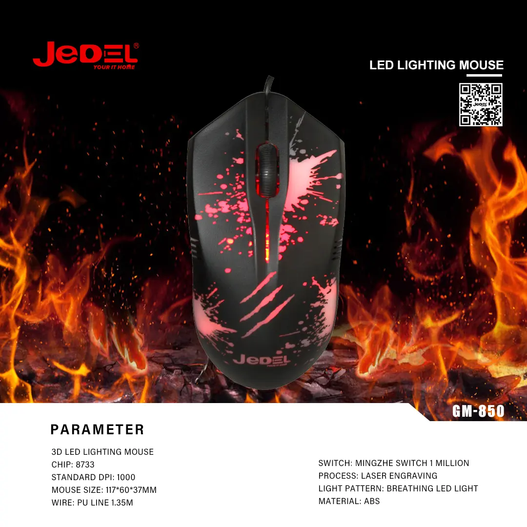 Jedel GM850 Gaming Mouse Gamer Neccessary  Wired Mouses LED Gaming Mice with Programmable Button RGB Backlight Ergonomic Gaming