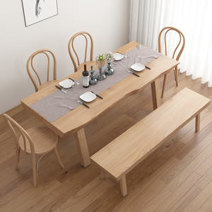 Mesa de Comedor de Madera Maciza Estilo Japonés, Rectangular, Muebles Multiusos para Comedor - Product Image 5