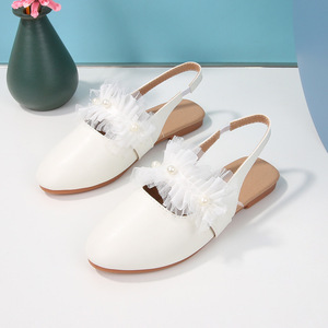 Sandalias Blancas de Playa de Moda para Niñas, de Piel Sintética con Punta en Pico, para Verano, Venta al Por Mayor - Product Image 1