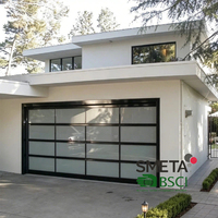 Porte de garage à vue complète Andexin avec ouverture à distance en verre, cadre métallique, portes pliantes à battants pour entrée de garage de maison