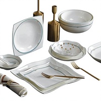 Service de vaisselle de luxe contemporain en porcelaine fine blanche, non toxique, pour café royal, 6 pièces, durable