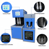 Machine de soufflage de bouteilles PET semi-automatique à 2 cavités avec four infrarouge, équipement de soufflage de bouteilles en plastique pour bouteilles d'eau et de jus
