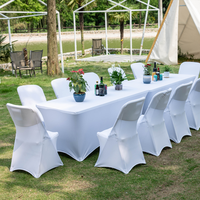 Tables rectangulaires pliantes en plastique HDPE blanc pour événements de mariage, banquets et fêtes en plein air