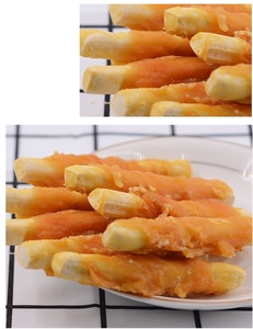 Venta al por mayor al precio más bajo comida de pollo embalaje personalizado bocadillos para mascotas pollo y Palo de cuero crudo grande productos OEM ODM - Product Image 4