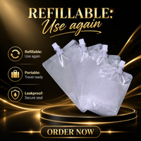 Pochette souple transparente personnalisée en PE avec bec verseur pour emballage sécurisé de liquides (eau minérale, boissons énergisantes, jus) – Faible MOQ