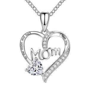 Collier tendance <span class=keywords><strong>Mylove</strong></span> pour la fête des mères avec pendentif cœur en zircon et chaîne à maillons en alliage de cuivre, cadeau pour maman - Product Image 3
