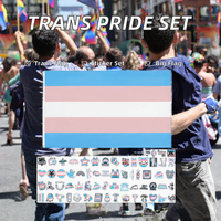 Lot de 60 autocollants drapeau fierté transgenre GoldRock 100x150cm en polyester pour fêtes, vacances, intérieur/extérieur, LGBT, Gay