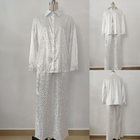 Ensemble 2 pièces pour femmes tendance, chemise à manches longues à col rabattu, pantalon long à jambes droites, ensemble 2 pièces décontracté et élégant pour femmes