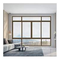 Ventana pequeña deslizante de impacto de doble acristalamiento de color marrón de aluminio 80*100cm a prueba de huracanes con pantalla de malla