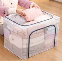 Boîte de rangement pliable en PVC transparent avec fermeture éclair, grande capacité, étanche, anti-poussière, organisateur de vêtements, couvertures et édredons pour armoire