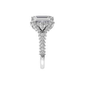 <b>Emerald</b> & Pear Cut Lab Grown Diamond <b>Ring</b> 925 <b>Silver</b> 9kt, 14kt, 18kt Gold Diamond <b>Rings</b> for Women's Engagement <b>Ring</b> - Product Image 4