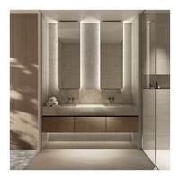 Meuble de salle de bain mural moderne en bois avec lavabo intégré, gain de place