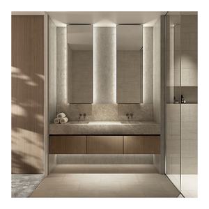 خزانة حمام خشبية حديثة مثبتة على الحائط موفرة للمساحة مع حوض للاستحمام - Product Image 6