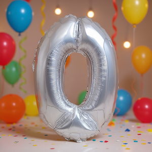 Ballon en aluminium numéro 0 argenté 40 cm, décorations de fête métalliques pour anniversaires et événements pour adultes - Product Image 2