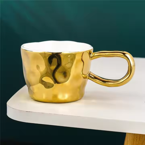 แก้วกาแฟเซรามิคหรูหราสไตล์ยุโรป สีทองเงิน แก้วชาเซรามิค แก้วมัคส่วนตัวสำหรับเครื่องดื่ม - Product Image 1