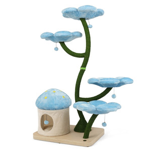 Torre de gato Floral de lujo moderna, árbol y rascador de madera para gatos con flores, regalo para gatos y condominio, muebles para gatos de primera calidad - Product Image 4