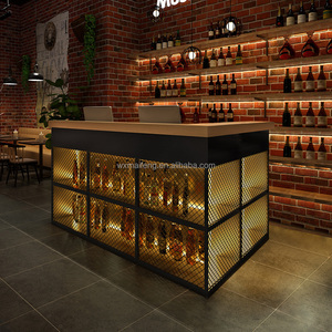 Commercial Furniture <strong>Bar</strong> Reception Desk Kitchen High <strong>Bar</strong> Cafe Coffee Restaurant Wood <strong>Bar</strong> <strong>Counter</strong> Table with Led Light - Product Image 2