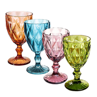 Verres à boire colorés, verre à vin texturé vintage en forme de diamant, gobelet pour mariage, fête, usage quotidien