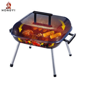 Barbecue portable au charbon de bois Hongyi Square avec couvercle, pour le camping en plein air BQR04B - Product Image 3