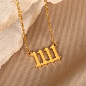 Collar con Número de Ángel en Acero Inoxidable, Chapado en Oro, Diseño Geométrico Múltiple, Colgante de la Suerte 1111, Joyería con Cadena para Mujer - Product Image 2