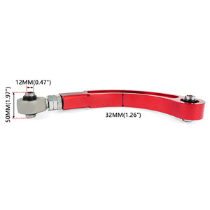 Bras de suspension inférieur en alliage d'aluminium avec réglage de la camber pour Mitsubishi Lancer rouge et argenté LCA023 - Product Image 2