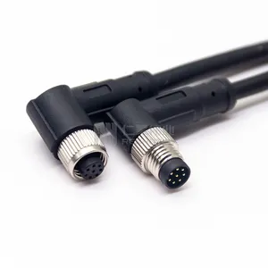 Contact Right Angle 90 Degree Male Female M8 8-Pin Cable & Connector