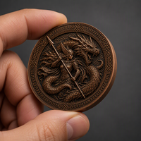 Pièce de collection commémorative Dragon Valkyrie en cuivre fin .999 de 5 oz, pièce de défi antique personnalisée en relief 3D pour collection de luxe