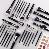 Grandes brosses denses pour le visage personnalisées à bas quantité minimale de commande de marque privée 29 pièces de pinceaux de maquillage complets en cheveux synthétiques naturels doux pour les femmes