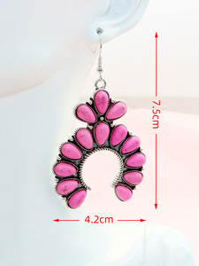 Pendientes de Turquesa con Diseño de Flor, Estilo Vaquero Occidental Vintage, Pendientes de Piedra - Product Image 6