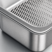 Kotak Pasir Kucing XL Double-Deck 201 Stainless Steel dengan Baki Penyaring, 60x40x15cm Toilet Logam 2-Lapisan Mudah Dibersihkan Tanpa Pasir Terangkat