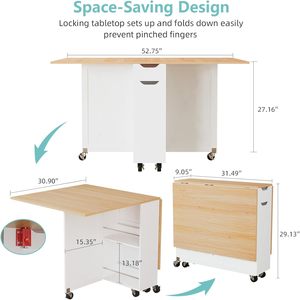 <span class=keywords><strong>Tavolo</strong></span> da Pranzo Pieghevole Moderno con Cassetti e Ripiani, Design Salvaspazio, <span class=keywords><strong>Tavolo</strong></span> da <span class=keywords><strong>Cucina</strong></span> con <span class=keywords><strong>6</strong></span> Ruote per Casa e Hotel - Product Image 4