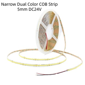 CCT <span class=keywords><strong>LED</strong></span> <span class=keywords><strong>COB</strong></span> tira 2 cables Pin Dual tres colores 24V 12V 5mm Flex Flexible suave Cadena de luz lámpara de iluminación lineal 600D estrecho - Product Image 2