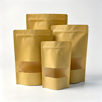 Sacs d'emballage Doypack en papier kraft brun refermables avec fermeture éclair, thermoscellables, pour le stockage alimentaire