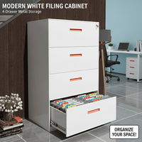 Meuble de classement à tiroirs latéraux avec serrure à clé, en acier moderne, mobile, pour rangement à domicile/bureau/chambre/atelier, blanc/orange, gain de place