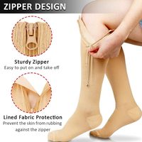 Chaussettes de compression à fermeture éclair avec logo personnalisé, 15-21 mmhg, chaussettes de compression mi-mollet, chaussettes de sport à fermeture éclair pour femmes