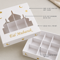 Boîte Cadeau Ramadan Aïd Moubarak Dattes Chocolats Bonbons Emballage Blanc avec Fenêtre Fête Islamique Musulmane Vente en Gros Logo Personnalisé