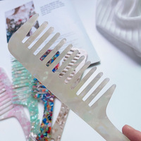 CHUJIAN Trendiger Handgefertigter Umweltfreundlicher Marmor-Textur Acetat-Haarkamm Antistatischer Geometrischer Griff Styling-Haarbürste für Frauen
