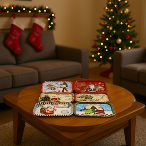 Homeera Decorative Tray 34x23cm Iron Christmas Scenic Rectangle Traditional Design For Home Decoration - Product Image 2